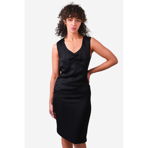 Pre-loved Chanel™ 2001 Black Silk V-Neck Midi Dress Size 40